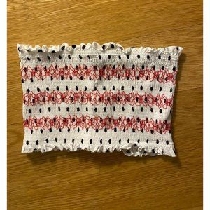 Topshop Embroidered Polka Dot Tube Top